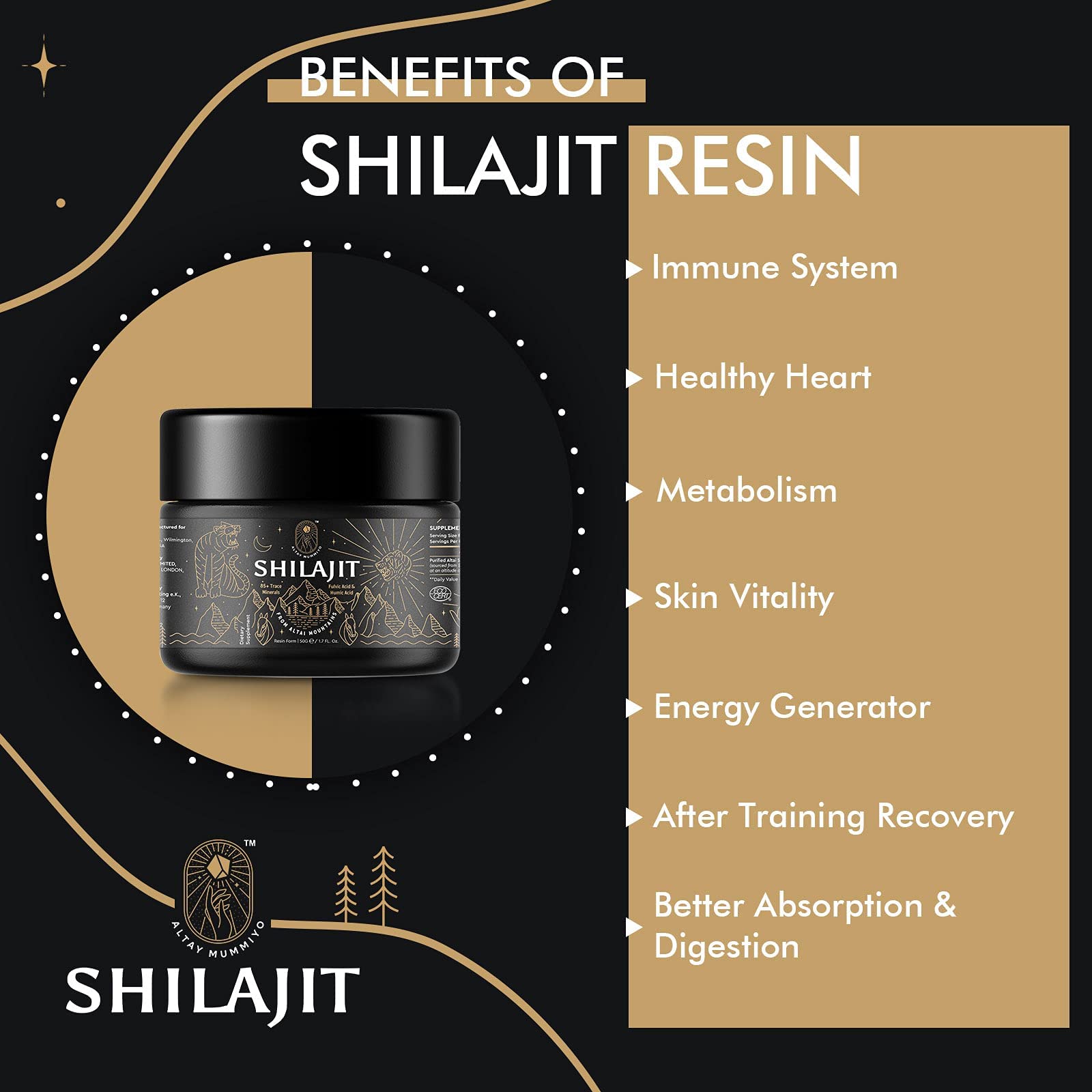 Shilajit Resin with Fulvic Acid & Trace Minerals, Original Siberian Pure Shilajit with 85+ Humic ALTAY MUMMIYOBuy Supplements Australia