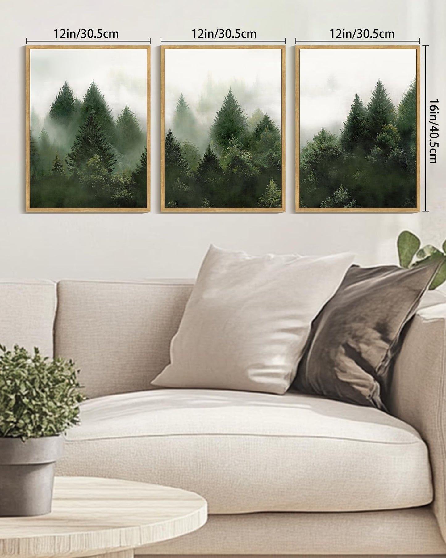 KUVIOKE Morden Green Fog Pine Tree Framed Canvas Wall Art Nature Nordic Forests Artwork Painting Bedroom Decor 12x16in (Natural Framed) KUVIOKEBuy Supplements Australia