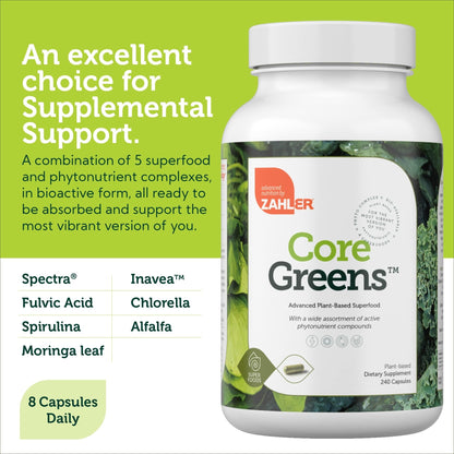 Zahler Core Greens, Superfood Greens Capsules, Super Greens with Spirulina, Chlorella, Spectra Blend and More, Kosher, 240 Capsule (240 Capsules) ZahlerBuy Supplements Australia