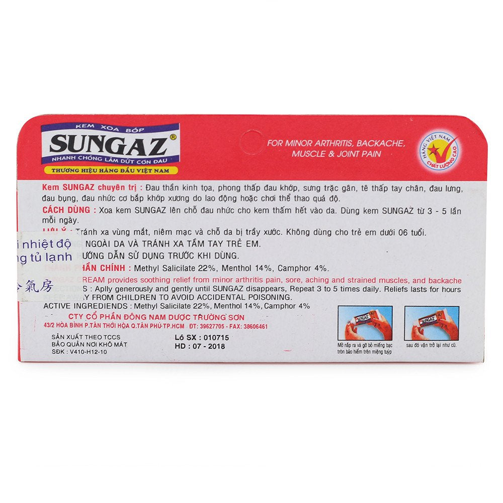 30g Vietnam Sungaz Rapid Pain Relief Yamano Relieve Pain Balm Analgesic Cream Rheumatoid Arthritis Bone Spurs Frozen Shoulde madamtickBuy Supplements Australia