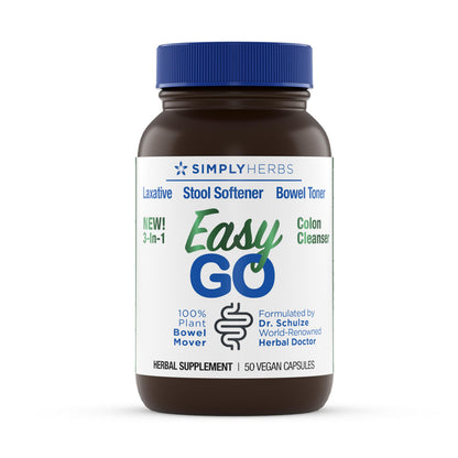 Simply Herbs Easy Go Bowel Mover - Adult Cleansing Supplement for Colon Health Support - Bowel Movement Aid - Stool Softener - Daily-Use Laxative - Plant-Based Ingredients - Vegan - 50 Count Dr. Schulze'sBuy Supplements Australia