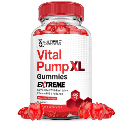 Justified Laboratories Vital Pump XL Extreme 2000MG Performance Gummies Vital PumpXL Advanced Formula Formulated with Beet Juice ACV Pomegranate Powder B12 Vegan Non GMO 60 Gummys Justified LaboratoriesBuy Supplements Australia