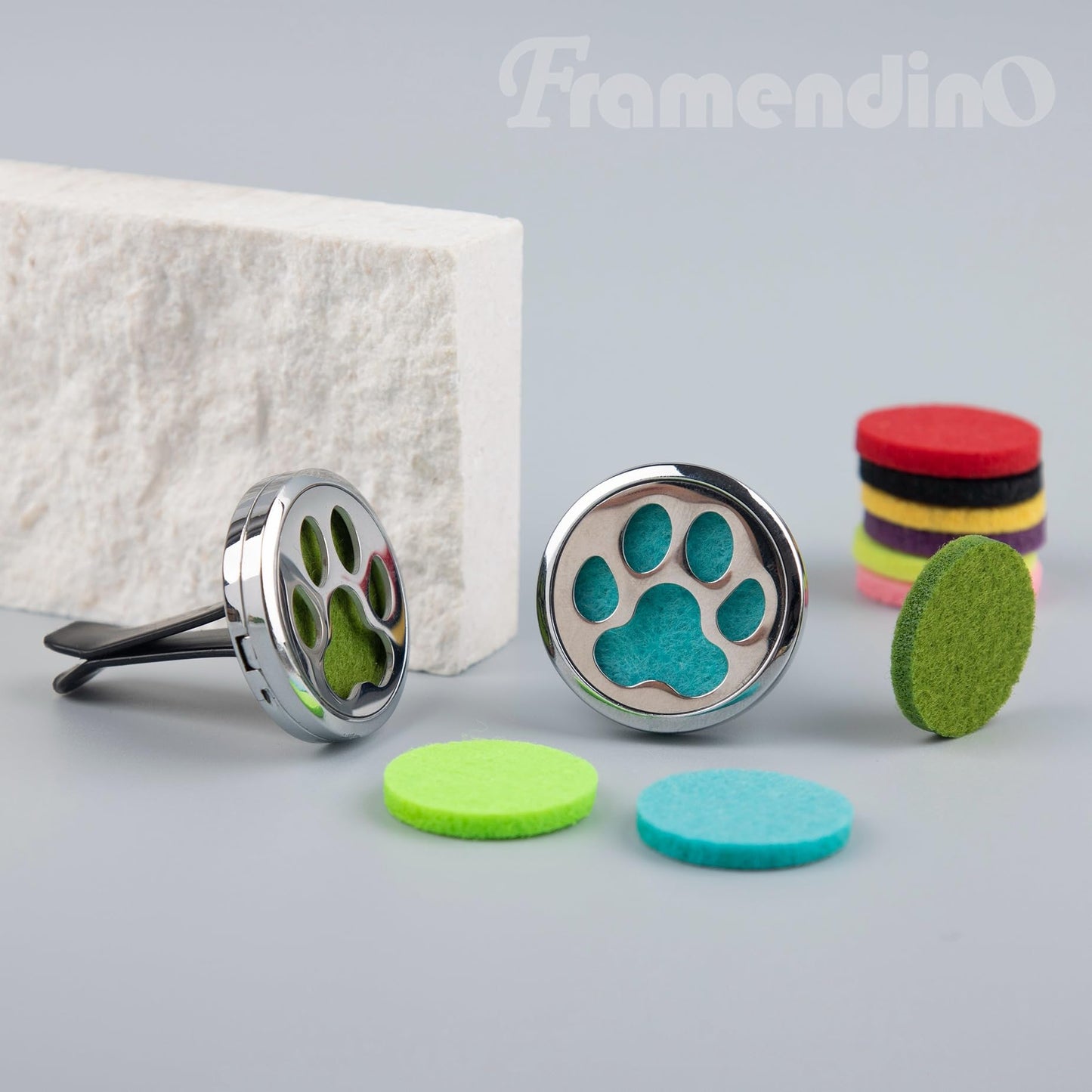 Framendino, 2 Pack Dog Paw Print Locket for Essential Oil Diffuser with 20 Felt Refill Pads FramendinoBuy Supplements Australia