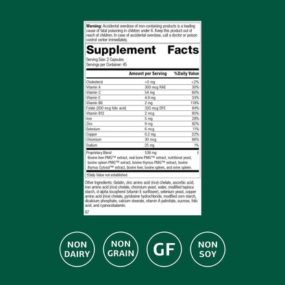 Standard Process Inc. Immuplex - Daily Immune Support Supplement with Folate, Iron, Vitamin C & Vitamin A - Mineral Supplement with Antioxidant Ingredients - 90 Capsules Standard Process Inc.Buy Supplements Australia