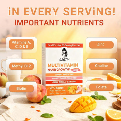 Liquid Multivitamin + Hair Growth | Biotin 10000mcg | Support Healthy Skin,Promote Thicker,Fuller Hair,Reduce Wrinkles & Fine Lines | 15.22 Fl Oz GRGTPBuy Supplements Australia