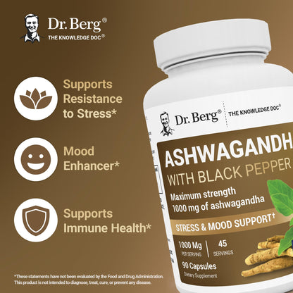 Dr. Berg Ashwagandha Capsules 1000mg - Includes Ashwagandha Root with Black Pepper from Bioperine - Ashwagandha Supplements 90 Capsules Dr. Berg NutritionalsBuy Supplements Australia