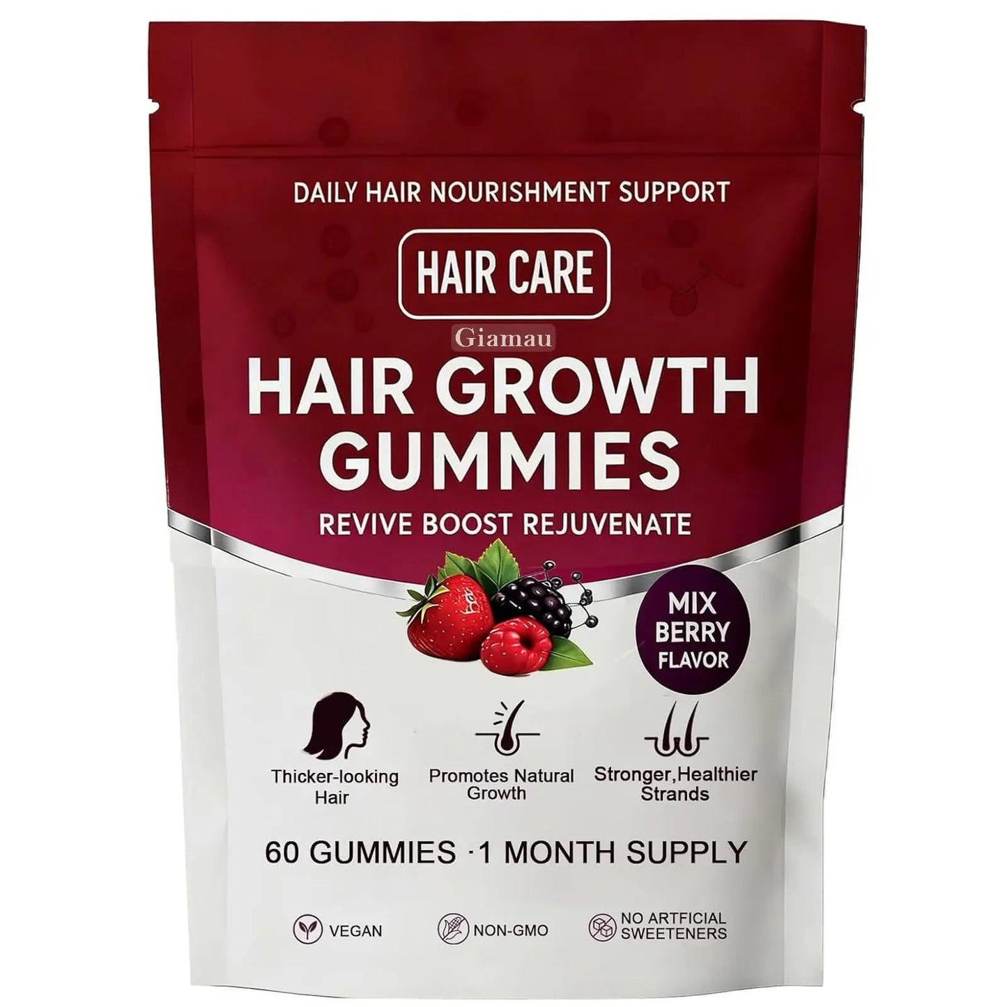 Giamau Lumin Hair Growth Gummies, 60 Vegan Gummies |Supports Healthy Hair Growth & Strength, Skin & Nail Care, | GiamauBuy Supplements Australia