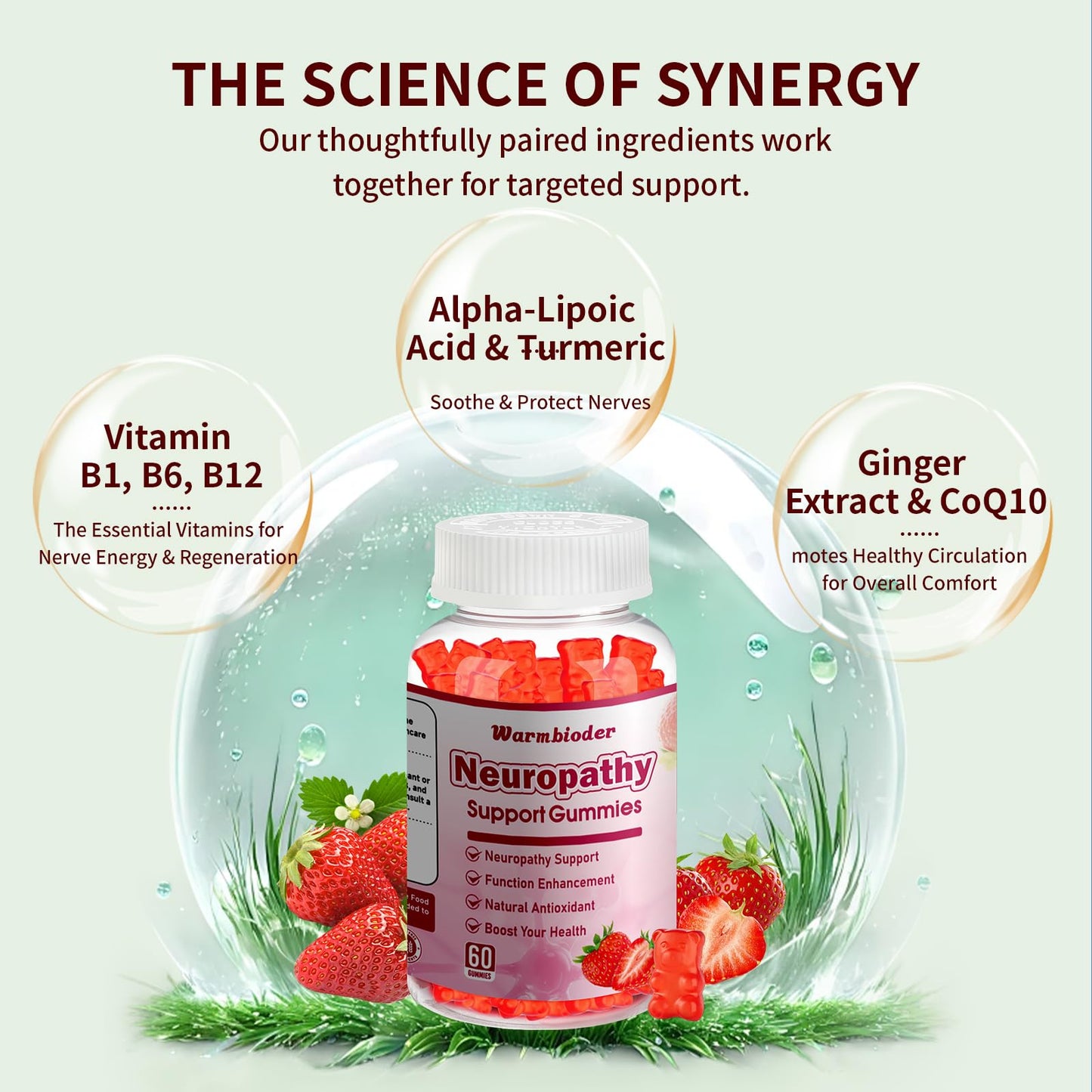 Sugar Free Neuropathy Support Gummies for Nerve – Enhanced Nerve Health, Regeneration, Cognitive Support with Vitamin B1, B6, B12, Magnesium, ALA, Turmeric, CoQ10 & More WarmbioderBuy Supplements Australia