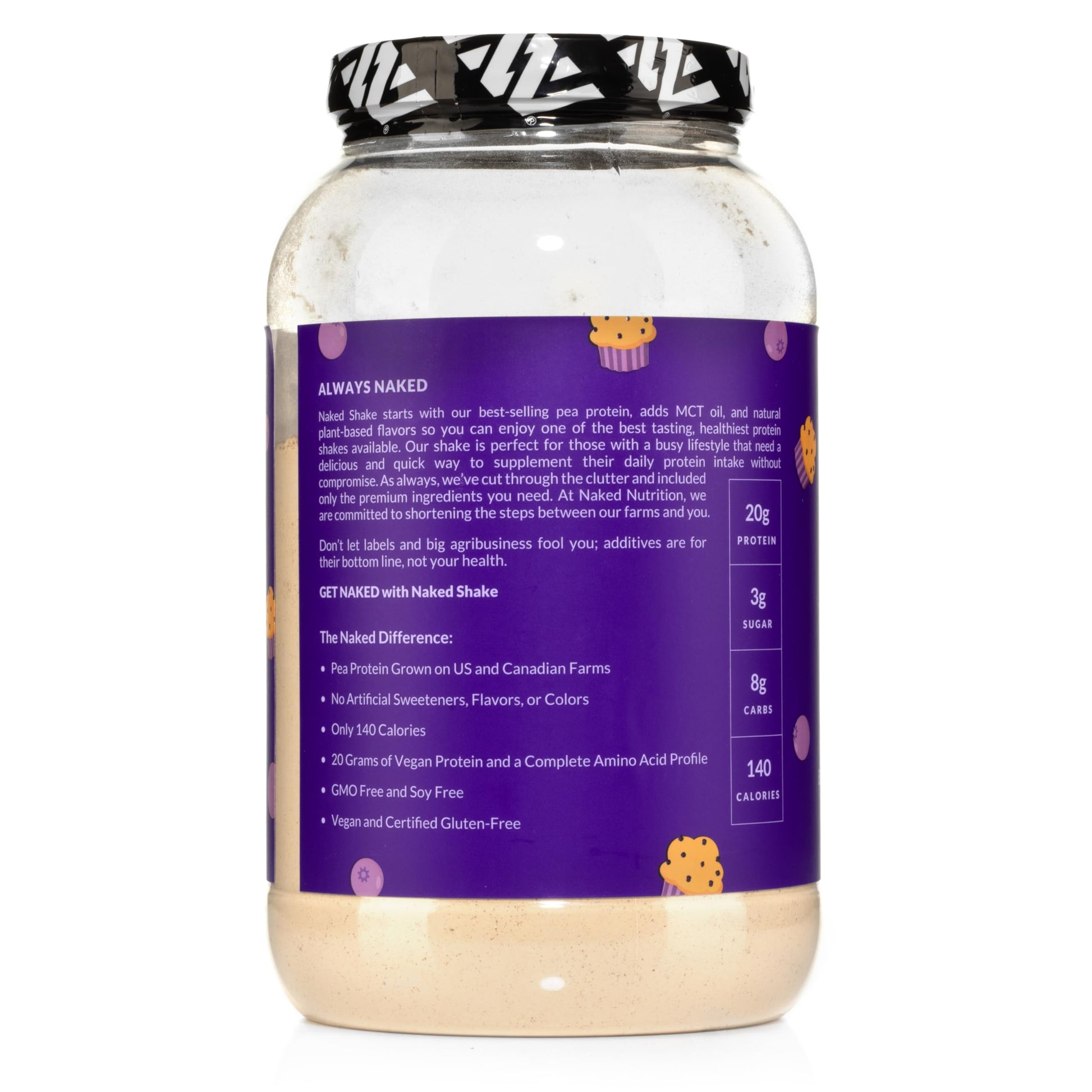 Naked Shake - Blueberry Muffin Protein Powder - Flavored Plant Based Protein Naked NutritionBuy Supplements Australia