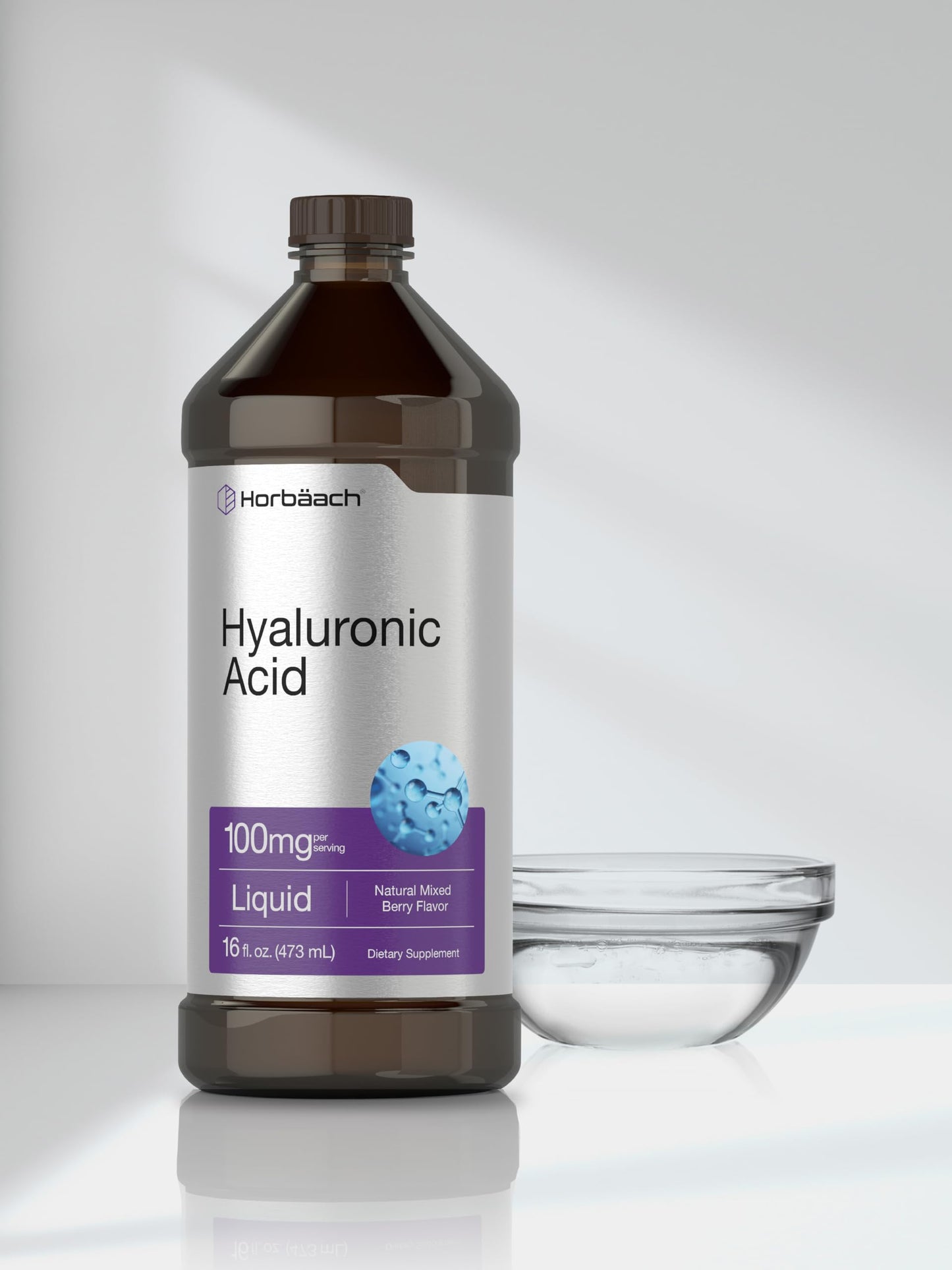 Liquid Hyaluronic Acid Supplement | 100 mg | 16 oz | Mixed Berry Flavor | Non-GMO HorbäachBuy Supplements Australia