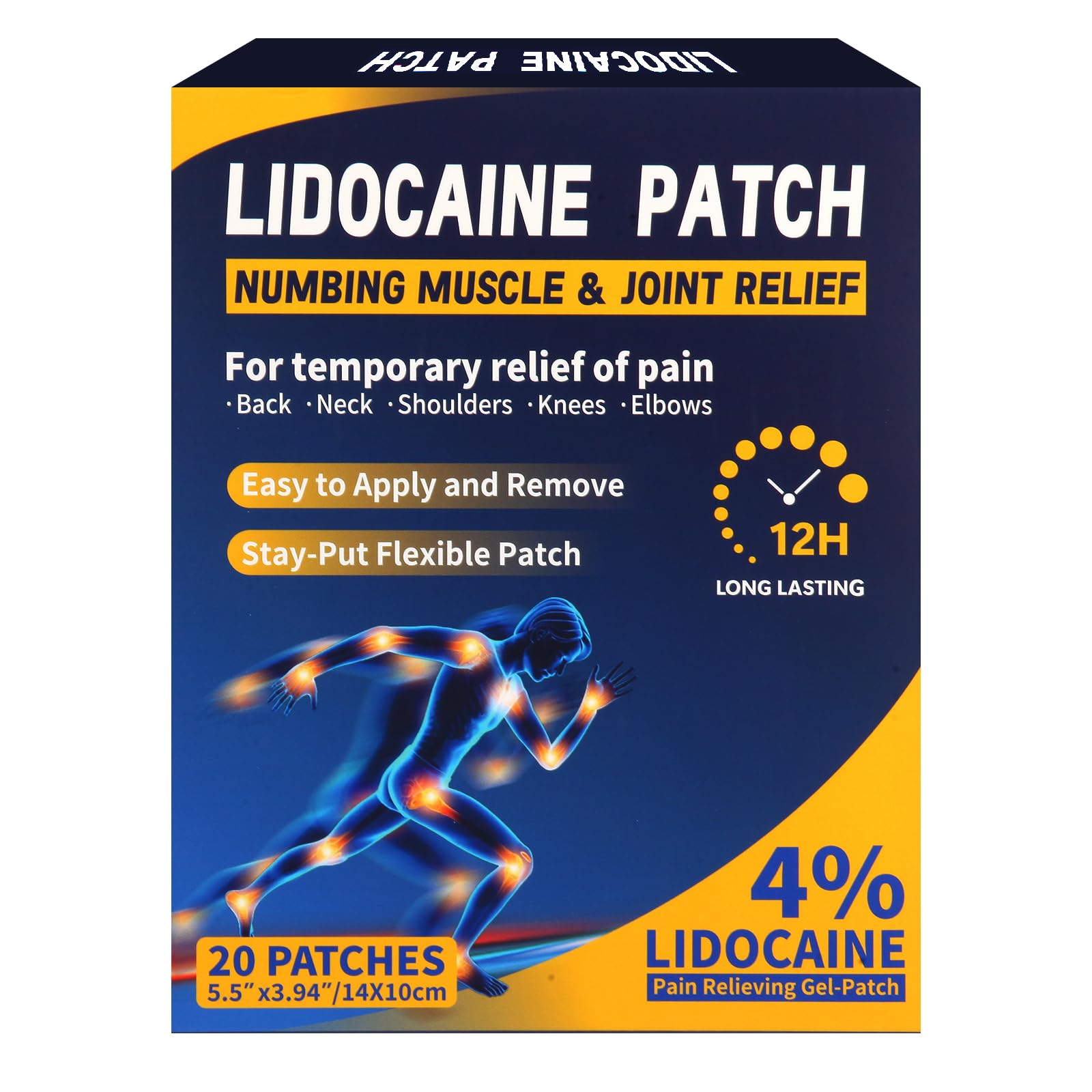 AROSLU Lidocaine Pain Relief Patches Maximum Strength Numbing Gel Patch for Back Knee Neck Shulder Joint Ache Muscle Soreness ICY Compress Topical 20-PCS AROSLUBuy Supplements Australia