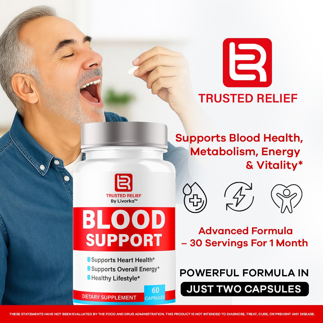 Trusted Relief Blood Support Capsules - Official TrustedRelief Blood Support Vitamin Pills, Natural Trusted Relief Advanced Premium Formula Wellness & Overal Health, 60 Capsules for 1 Month LIVORKABuy Supplements Australia