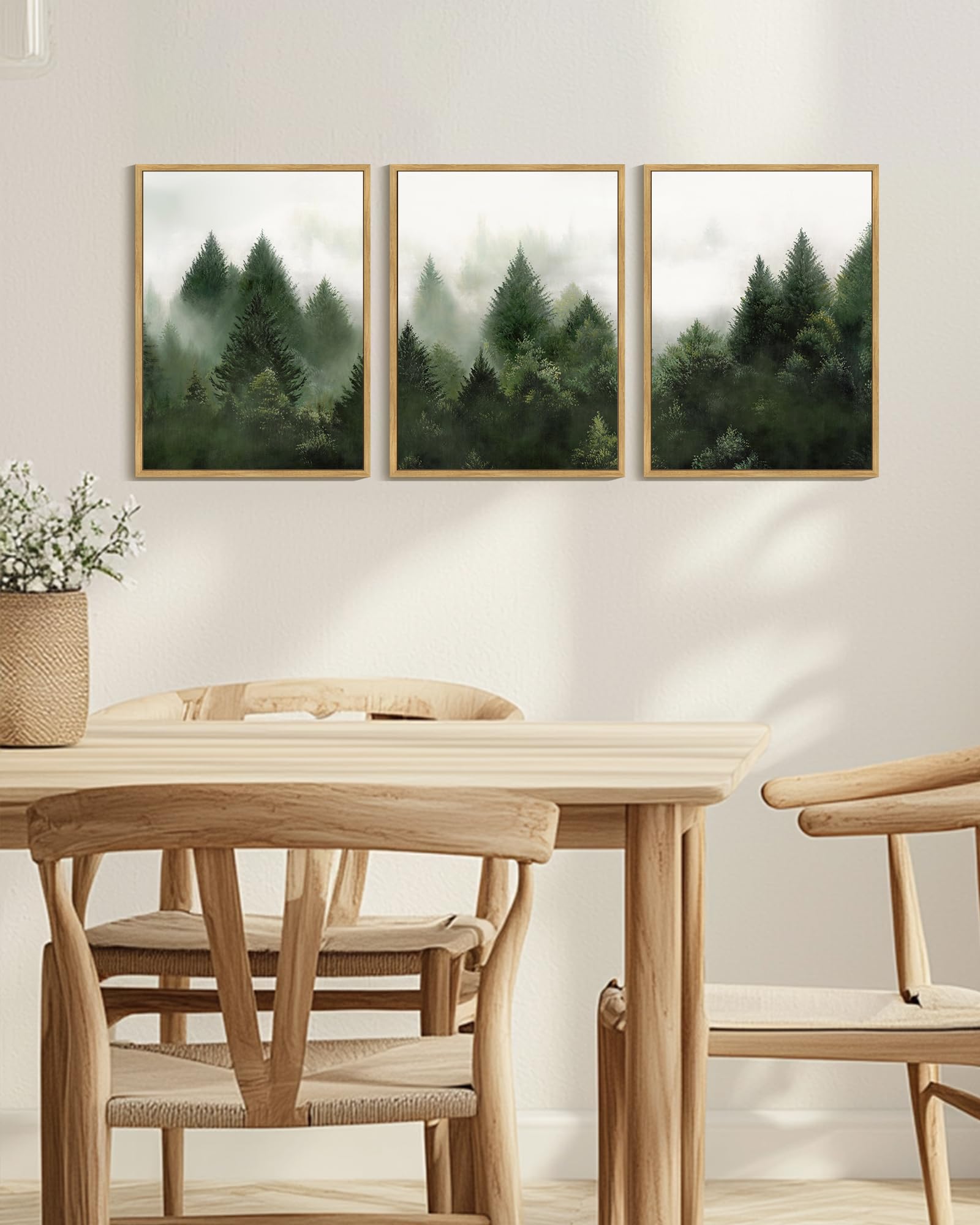 KUVIOKE Morden Green Fog Pine Tree Framed Canvas Wall Art Nature Nordic Forests Artwork Painting Bedroom Decor 12x16in (Natural Framed) KUVIOKEBuy Supplements Australia