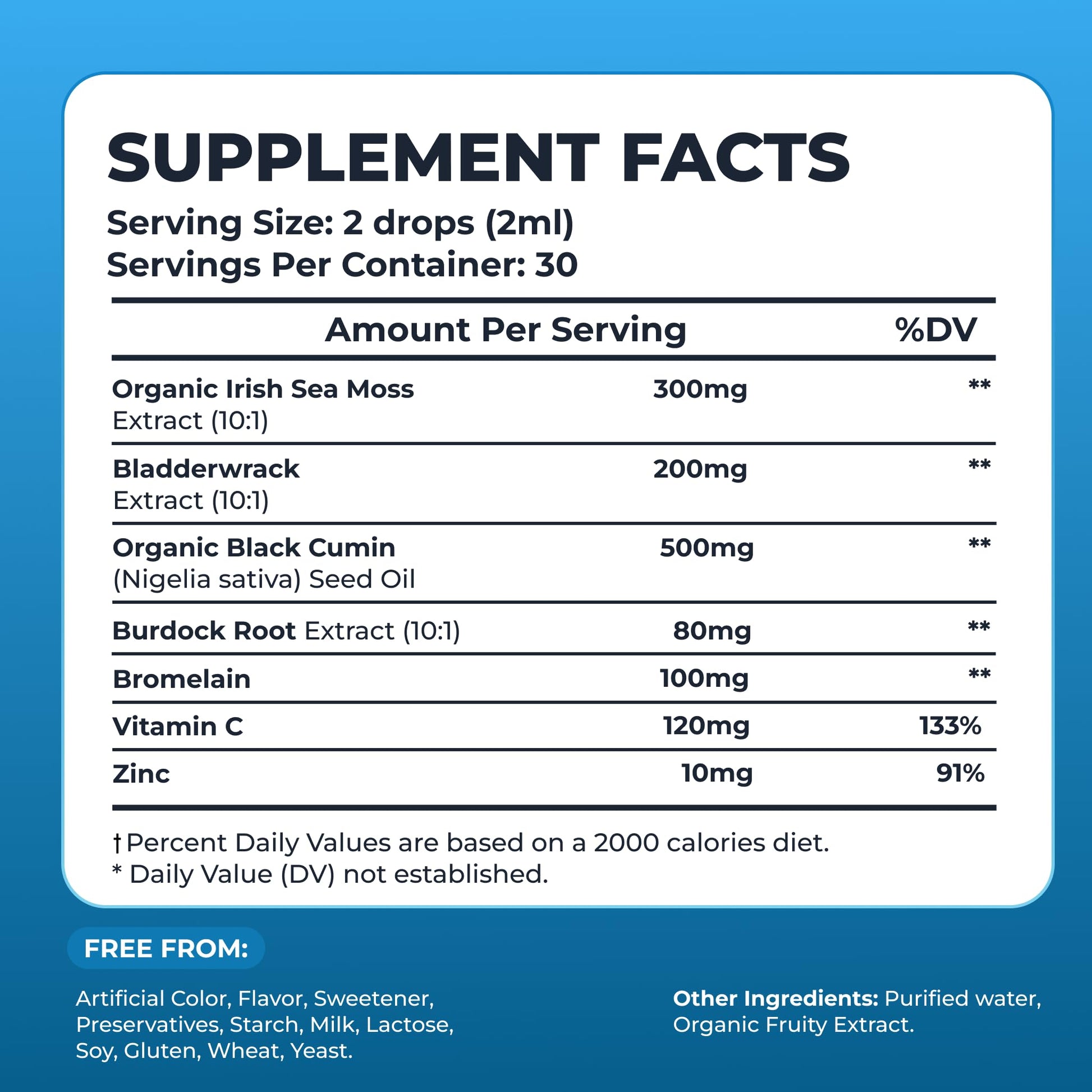 Irish Sea Moss Liquid Drops - 3000mg Formula - with Bladderwrack, Burdock Root & Black Cumin Seed - Liquid Supplement - Apple Flavor - 2 Fl Oz (60ml) TrueSeaMossBuy Supplements Australia