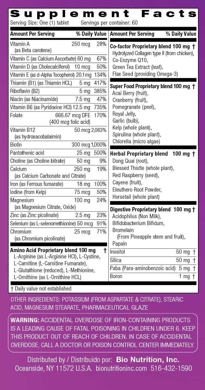 Bio Nutrition Women Wellness Tabs, 60 Count Bio NutritionBuy Supplements Australia