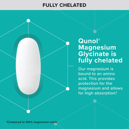 Qunol Magnesium Glycinate 300mg, 100% Glycinate Chelated Magnesium Supplement, 150ct Tablets