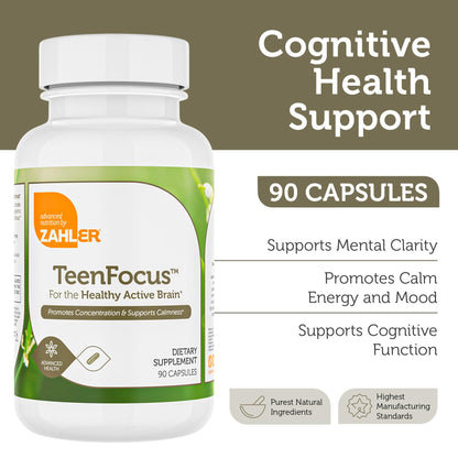 Zahler TeenFocus, Advanced Formula for Improved Focus & Concentration, Certified Kosher, 90 Capsules ZahlerBuy Supplements Australia