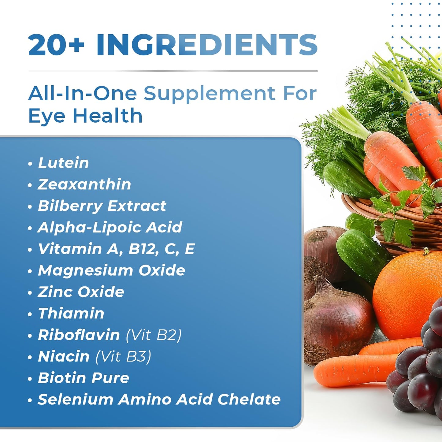 SIGHT EASY - Eye Vitamins & Mineral Supplements with Lutein & Zeaxanthin, Vitamin C, Vitamin E, Zinc and Bilberry for Healthy Vision and Eye Function Support - 60 Capsules, 1 Month Supply Nature’s NutriWaveBuy Supplements Australia
