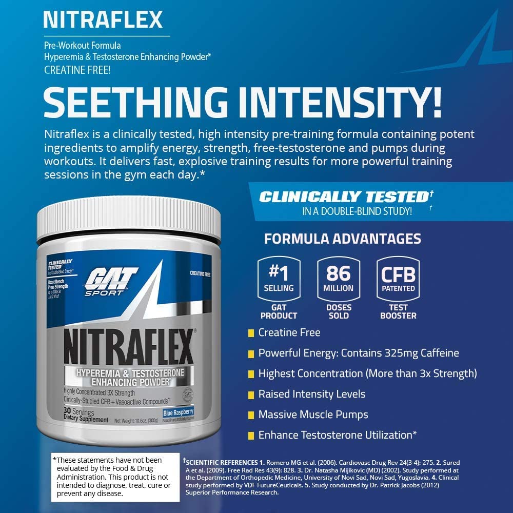 GAT SPORT Nitraflex Advanced Pre-Workout Powder, Increases Blood Flow GAT SPORTBuy Supplements Australia
