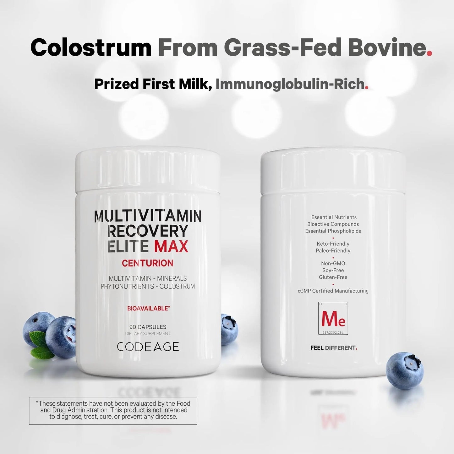 Codeage Multivitamin Recovery Elite Max Supplement - Vitamins A, C, D, E, B-Complex, Essential Minerals, Antioxidants, Colostrum Codeage