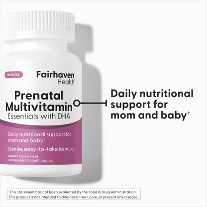 Fairhaven Health Prenatal Multivitamin Essentials with DHA | Prenatal Vitamins + DHA, Choline, Myo-Inositol | Fairhaven Health