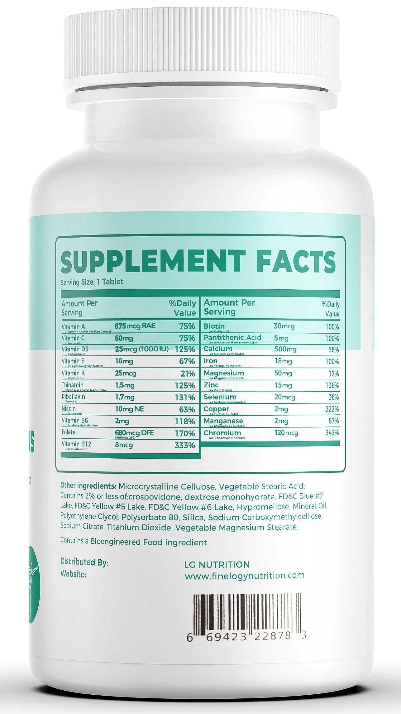 finelogy Womens Multivitamin - Essential Nutrients with Iron, Vitamins A, C, D3, K, B6 and B12 Supplements for Women’s Health, Energy Hair Skin & Nails finelogyBuy Supplements Australia