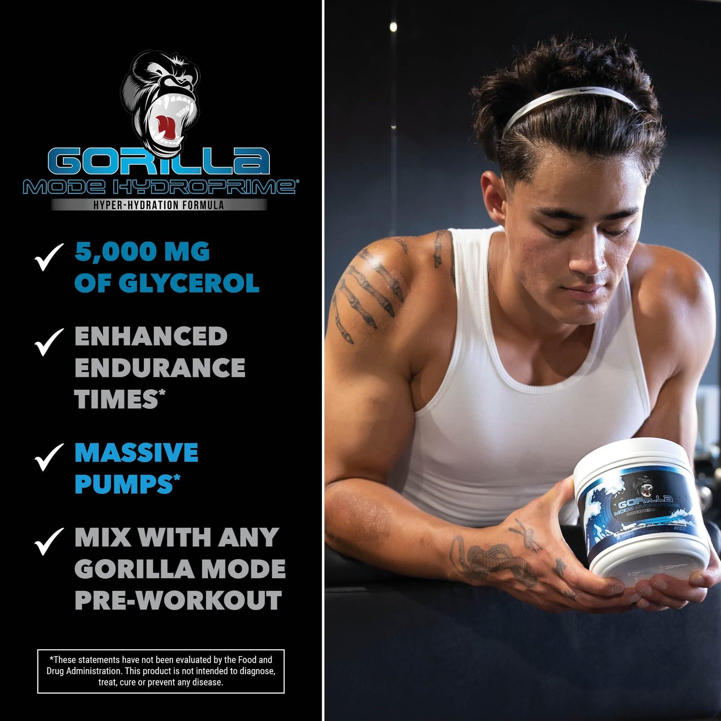 Gorilla Mind Hydroprime Glycerol Pre-Workout - Hydrating Pre-Workout Formula for Intense Gorilla MindBuy Supplements Australia
