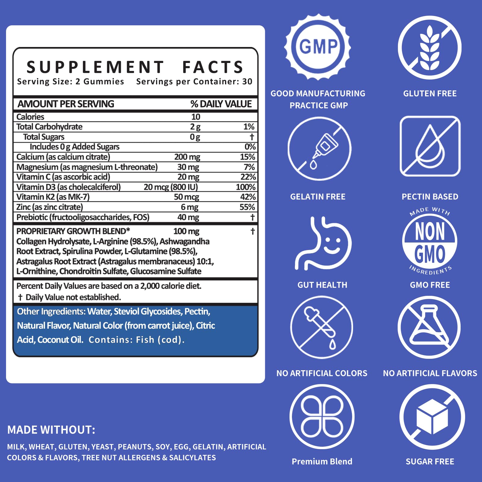 Height Growth Gummies for Kids & Teens – Sugar Free – Calcium, Prebiotic FOS, Magnesium, Vitamin D3, K2, Zinc, Ashwagandha – Bone Strength, Gut Health & Height Support Multivitamin – Strawberry Flavor CheeryLeafBuy Supplements Australia