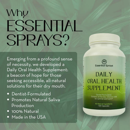 Essential Sprays Daily Oral Health Supplement - 30 Servings - Dentist Formulated Advanced Holistic Approach with L-Lysine, Niacin, Thiamin, & Vitamins for Men & Women Essential SpraysBuy Supplements Australia