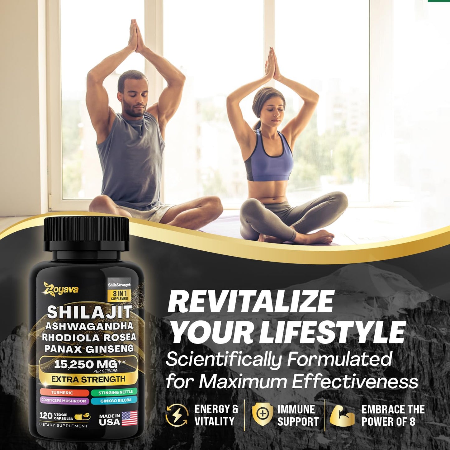 Zoyava Shilajit 9000MG Radiant Health Blend Ashwagandha 2000MG Rhodiola Rosea ZoyavaBuy Supplements Australia