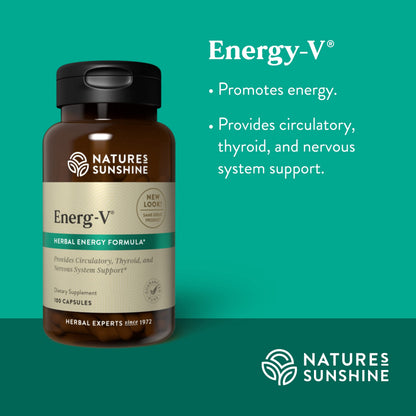 Nature's Sunshine Energ-V - Herbal Blend to Support Energy Levels (100 Capsules) Nature's SunshineBuy Supplements Australia