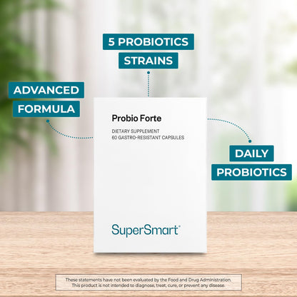 Supersmart - Probio Forte 8 Billion CFU per Capsule (Advanced Formula) - Daily Probiotics Supplement for Women & Men | Non-GMO & Gluten-Free - 60 DR Caps SupersmartBuy Supplements Australia