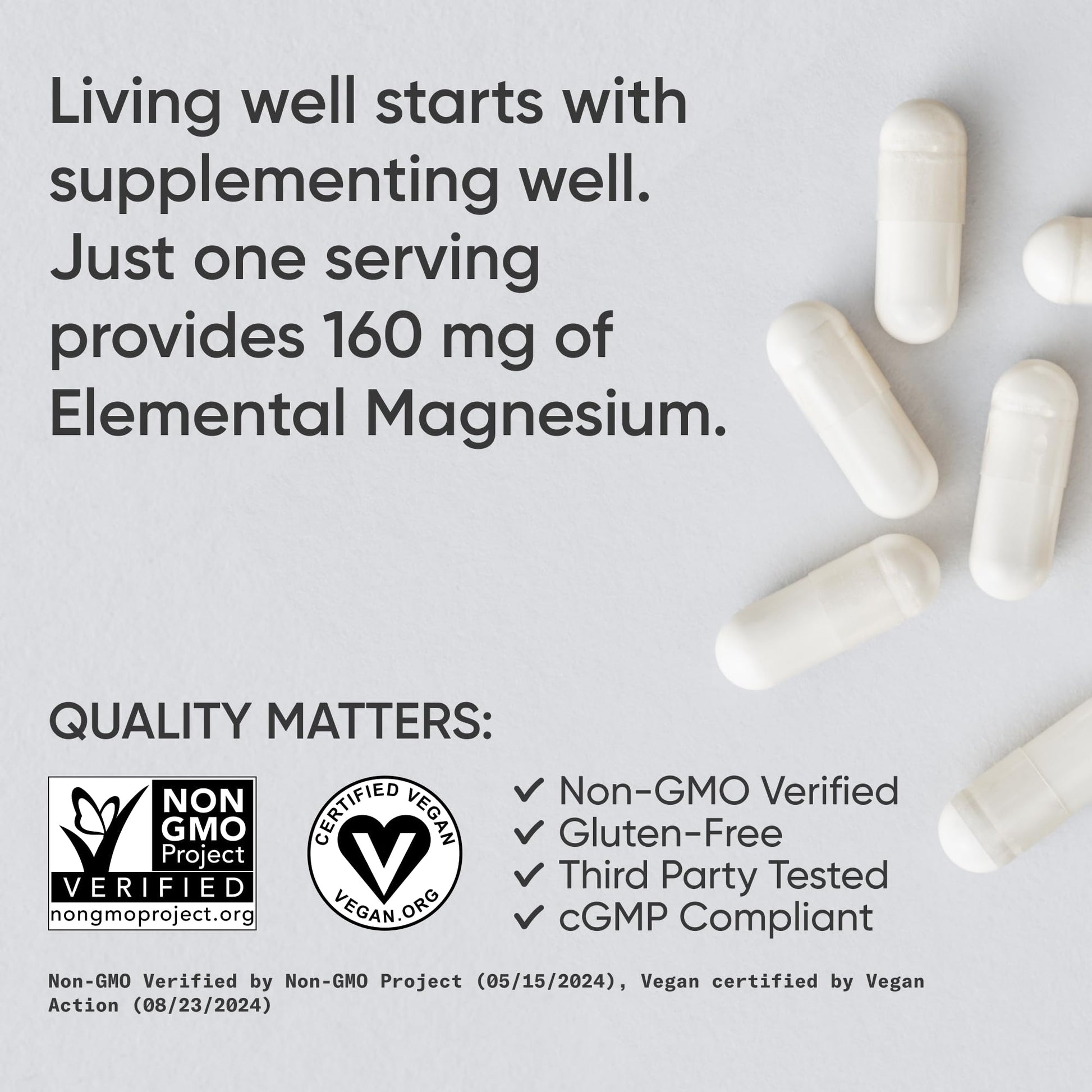 Sports Research® Magnesium Glycinate - Supports Restful Sleep & Enzymatic Processes - 160 mg Chelated Magnesium - Vegan Capsule - 90 Count Sports ResearchBuy Supplements Australia