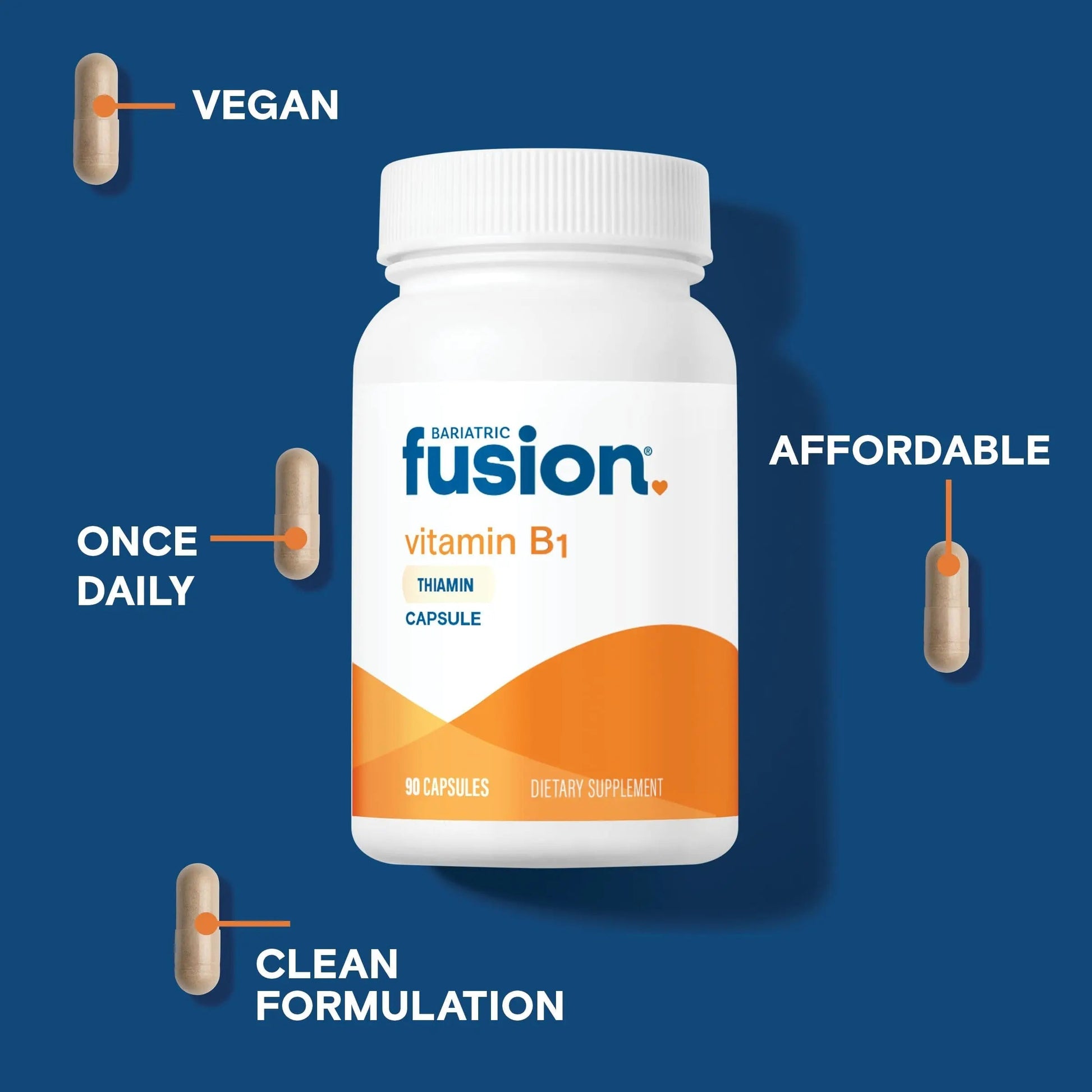 Bariatric Fusion Vitamin B1(Thiamine) for Bariatric Surgery Patients Including Gastric Bypass & Sleeve Gastrectomy, Easy to Swallow Capsule, 90 Count Bariatric Fusion