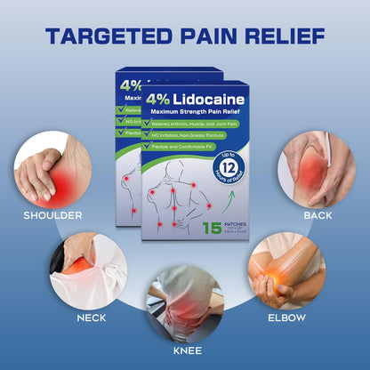 Uposiut 4% Lidocaine Pain Relief Patches 30 Count – Maximum Strength, 12 Hour Long Lasting, Flexible & Low Odor, for Back, Neck, Knee & Shoulder - 002AB UposiutBuy Supplements Australia