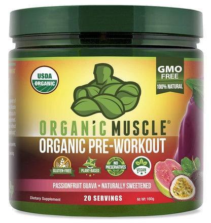 Organic Muscle Bundle - Pre-Workout Powder for Energy (Passionfruit Guava) + Replenisher for Hydration (Watermelon) - USDA Certified Organic
