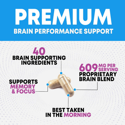 Brain Memory Supplement Pills - 3X Strength Nootropics for Concentration, Clarity & Focus Support - Brain Health Cognitive Vitamins with Bacopa, Phosphatidylserine & DMAE, Brain Booster - 240 Capsules Nature's NutritionBuy Supplements Australia