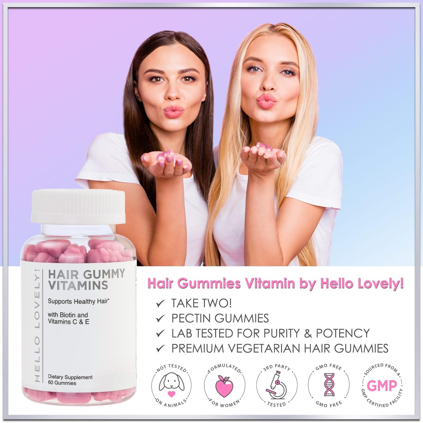 Hello Lovely! Hair Vitamins Gummies with Biotin 5000 mcg Vitamin E & C Support Hair Growt Hello Lovely!Buy Supplements Australia