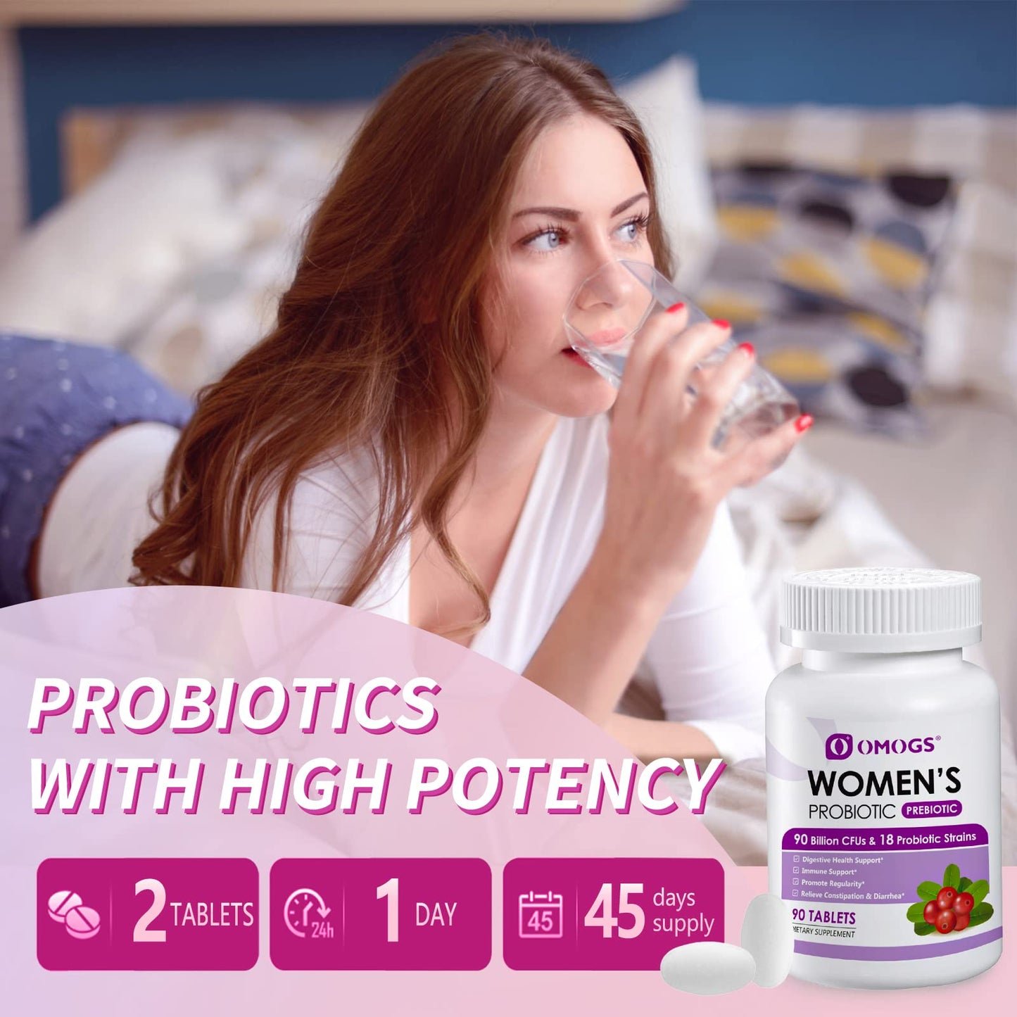 OMOGS Women's Probiotic,with Cranberry Extract and Organic Prebiotics,90 Billion CFUs OMOGSBuy Supplements Australia