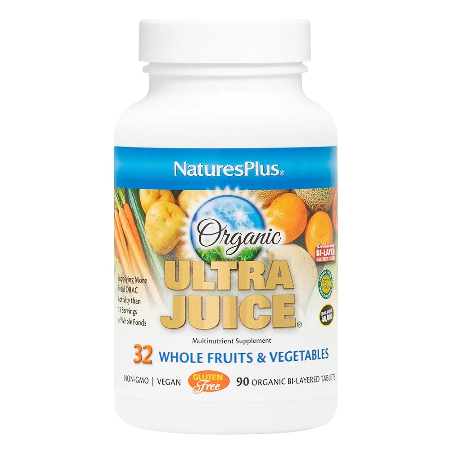 NaturesPlus Ultra Juice Multivitamin - 90 Bi-Layered Tablets - Whole Food Supplement with Fruits, Vegetables & Probiotics NaturesPlusBuy Supplements Australia