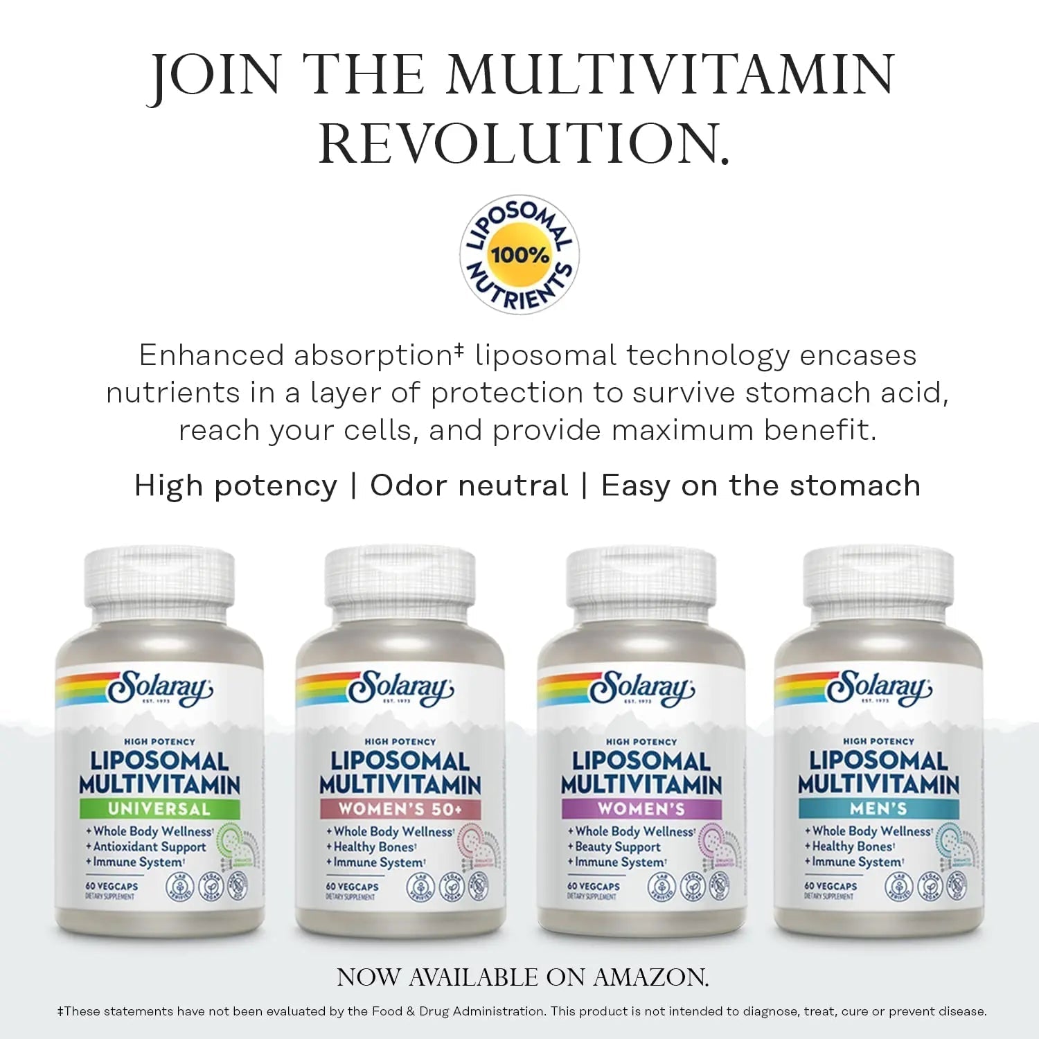 SOLARAY Once Daily High Energy Multivitamin, Iron Free, Immune System and Energy Support, Whole Food and Herb Base Ingredients SOLARAY