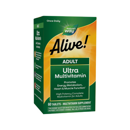 Nature's Way Alive! Adult Ultra Multivitamins, Promotes Energy Metabolism, Heart & Muscle Function*, with B-Vitamins Including Methylated B12, Gluten Free, 60 Tablets Nature's WayBuy Supplements Australia