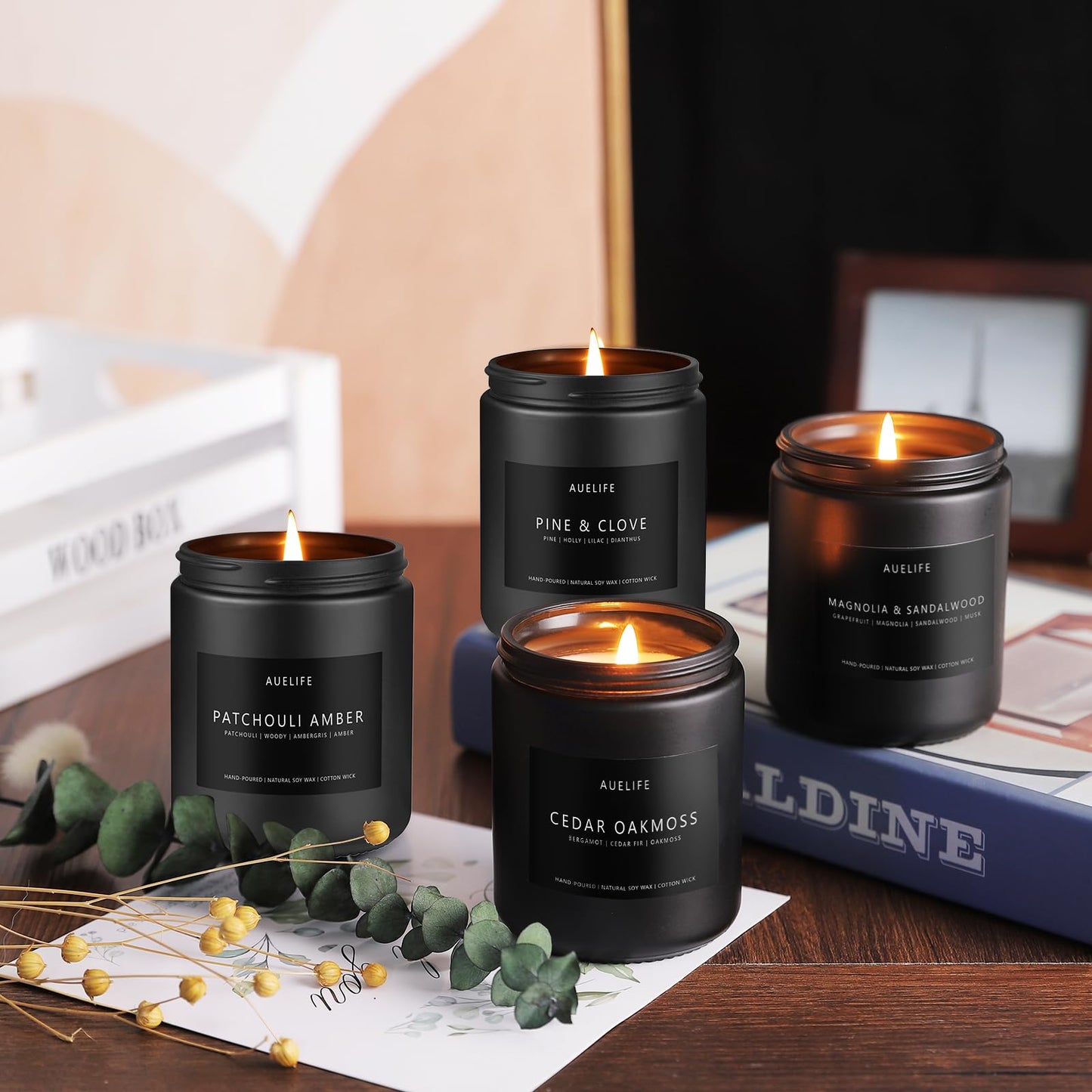 Scented Candles Set | Men Candles Set, Candles for Men Scented Candles for Home - 4 Pack Candles Scents AuelifeBuy Supplements Australia