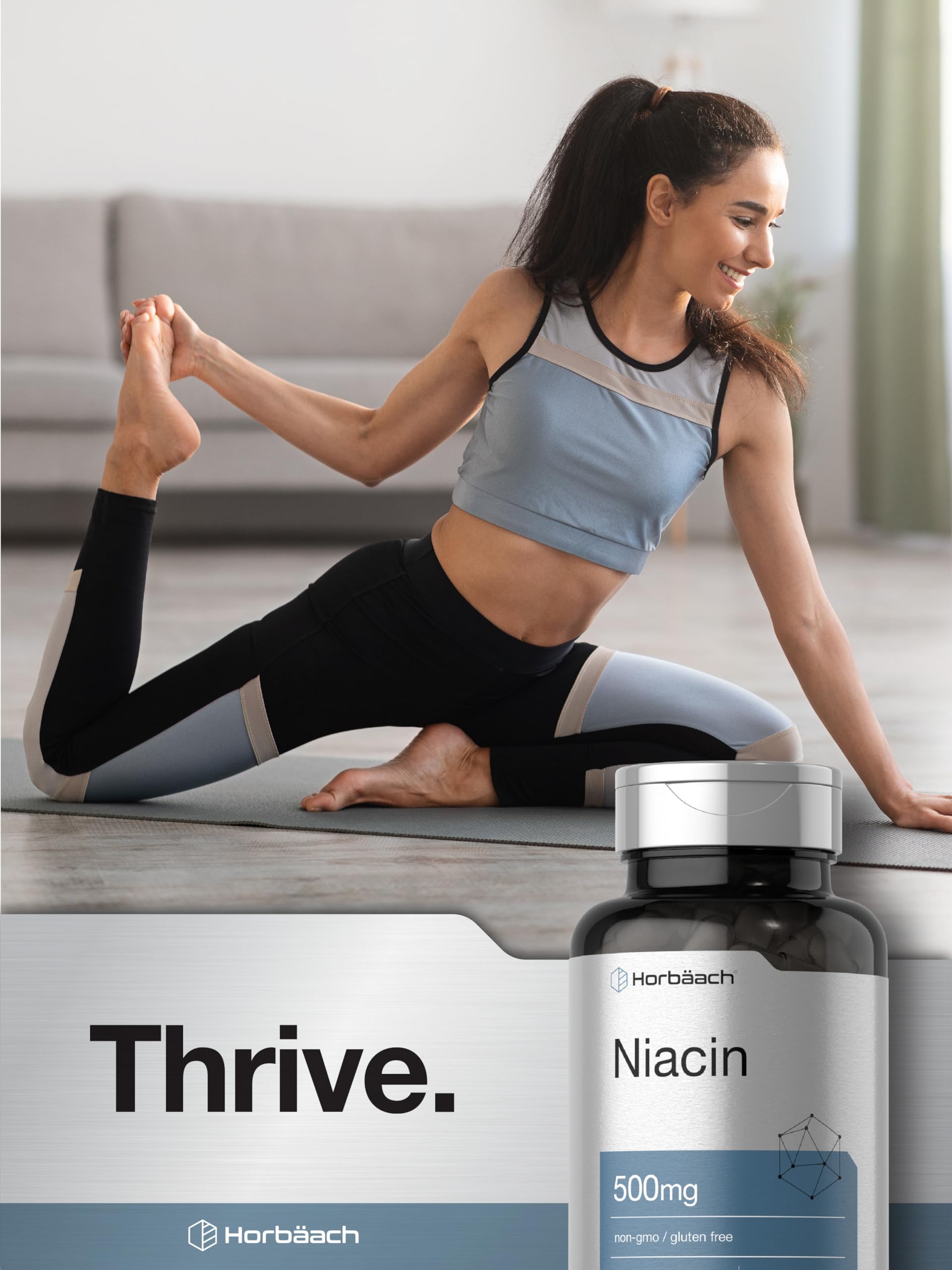 Niacin | Vitamin B3 500mg | 100 Capsules | with Flushing | Non-GMO, and Gluten Free HorbäachBuy Supplements Australia