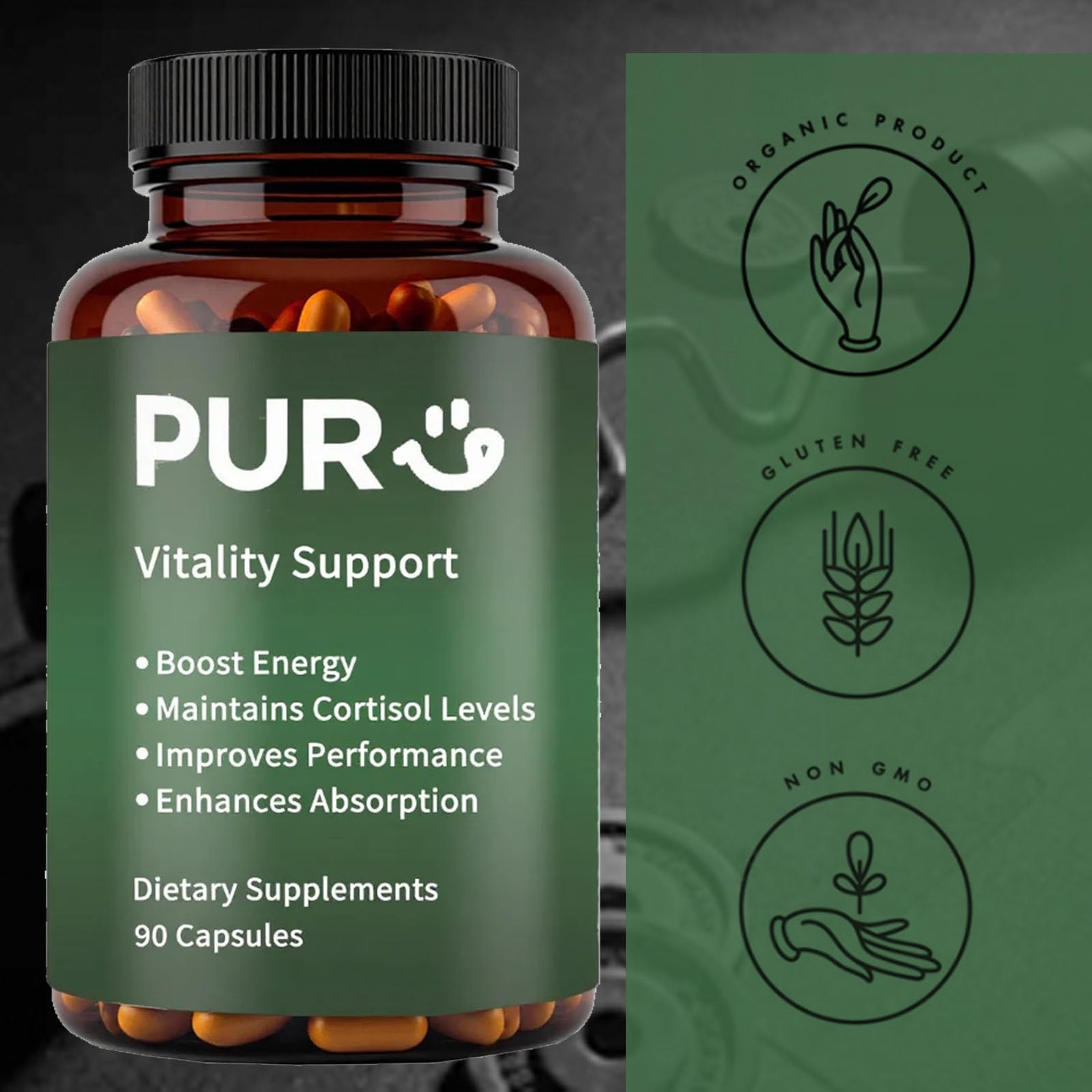 Maidlure Vitality Support - Men's Pills Blend with Ashwagandha, Shilajit, Black Pepper Extract & Vitamin | Natural & Organic Energy Enhancement - 90 Capsules MaidlureBuy Supplements Australia