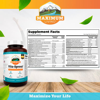 Maximum Living - Vita-Sprout Whole-Food Multivitamin & Phytonutrient Blend - 120 Capsules Maximum LivingBuy Supplements Australia
