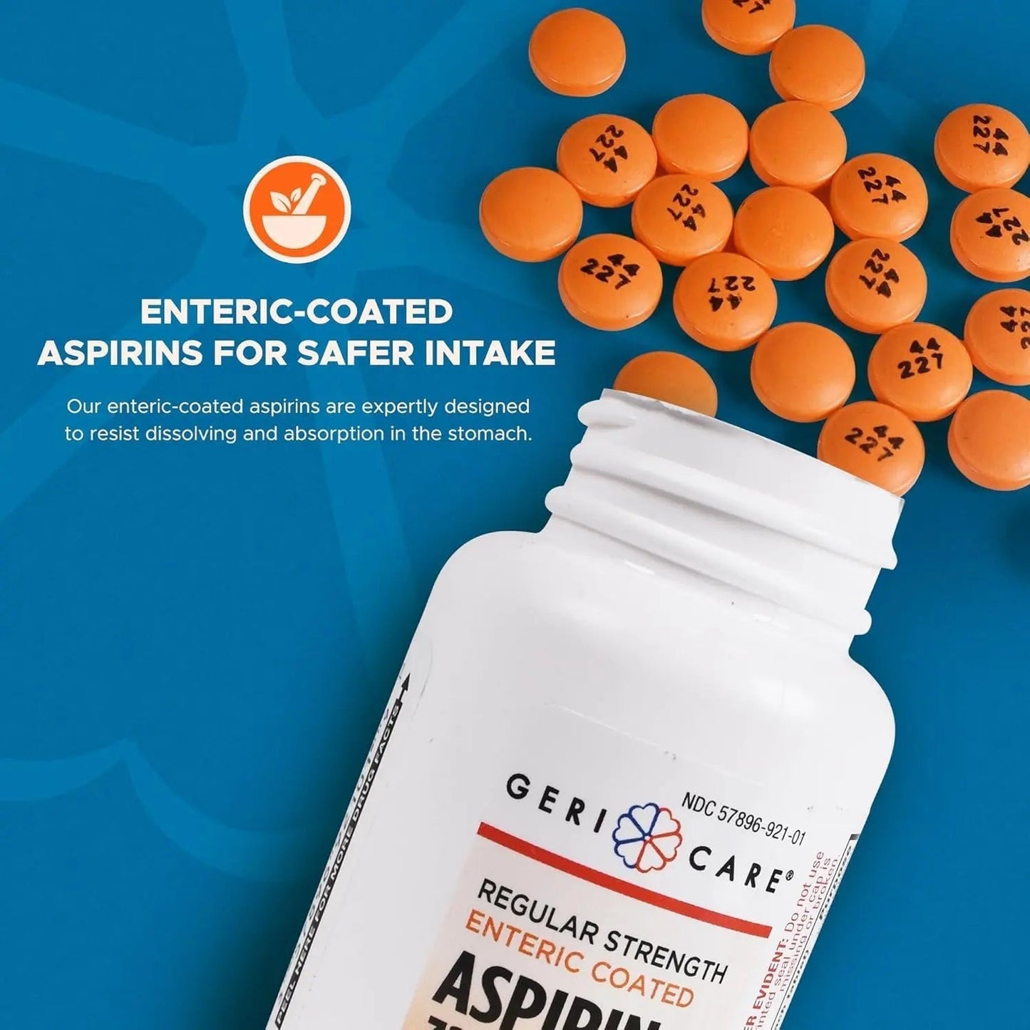 GeriCare Enteric Coated Aspirin Tablets 325mg (200 Count) NSAID Pain Reliever & Fever Reducer for Adults- Regular Strength Aspirin for Headache Arthritis Menstrual & Muscle Pain GeriCareBuy Supplements Australia
