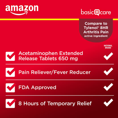 Amazon Basic Care Acetaminophen Extended-Release Tablets, 650 mg, Pain Reliever, Fever Reducer, Arthritis Pain, Headache, Backache, Menstrual Pain, 400 Count Amazon Basic CareBuy Supplements Australia