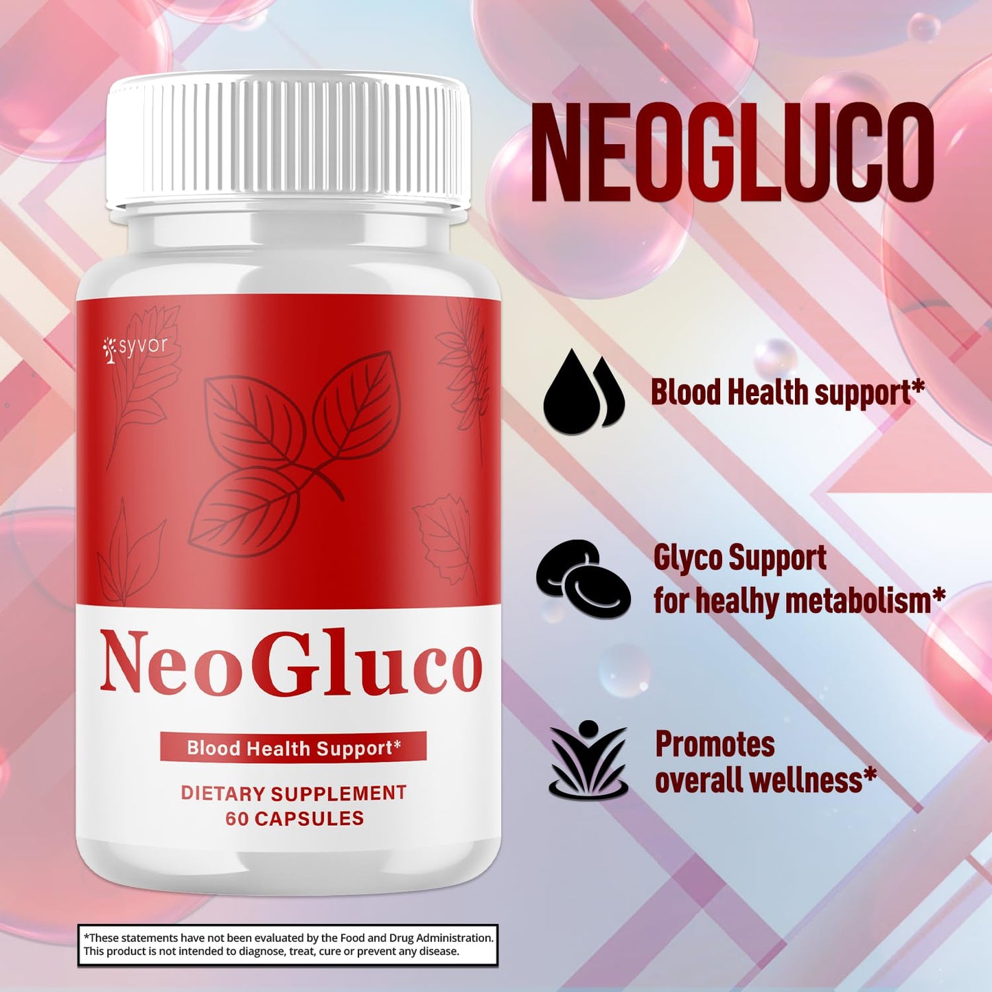 (2 Pack) NeoGluco Capsules, Official NeoGluco Glycogen Support Pills with All Natural Ingredients, Advanced Formula Health Supplement with Max Strength Premium Vitamins for Women & Men (120 Capsules) SyvorBuy Supplements Australia
