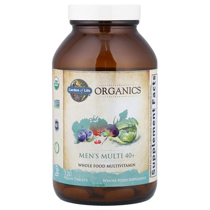 Garden of Life Organics Men's 40+ Multivitamin with Prostate Support, B12 & Vitamins – Vegan Daily Whole Food Multivitamin